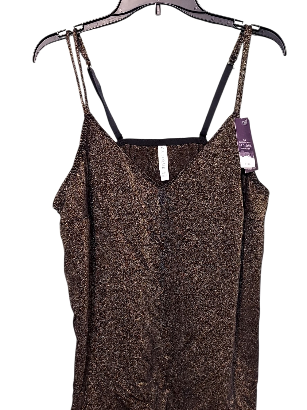 Cacique Metallic Black/Gold Shimmer Sexy Pajama Set 18/20 NWT